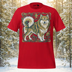 Finnish Lapphund Art Nouveau Woodland Frame Illustration T-Shirt | Lapphund Designs
