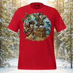Finnish Lapphund Pirate Treasure Island Adventure Illustration T-Shirt | Lapphund Designs