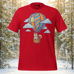 Finnish Lapphund Floating Hot Air Balloon Cloud Journey Illustration T-Shirt | Lapphund Designs