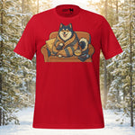 Finnish Lapphund Cozy Couch Lounging Homebody Illustration T-Shirt | Lapphund Designs