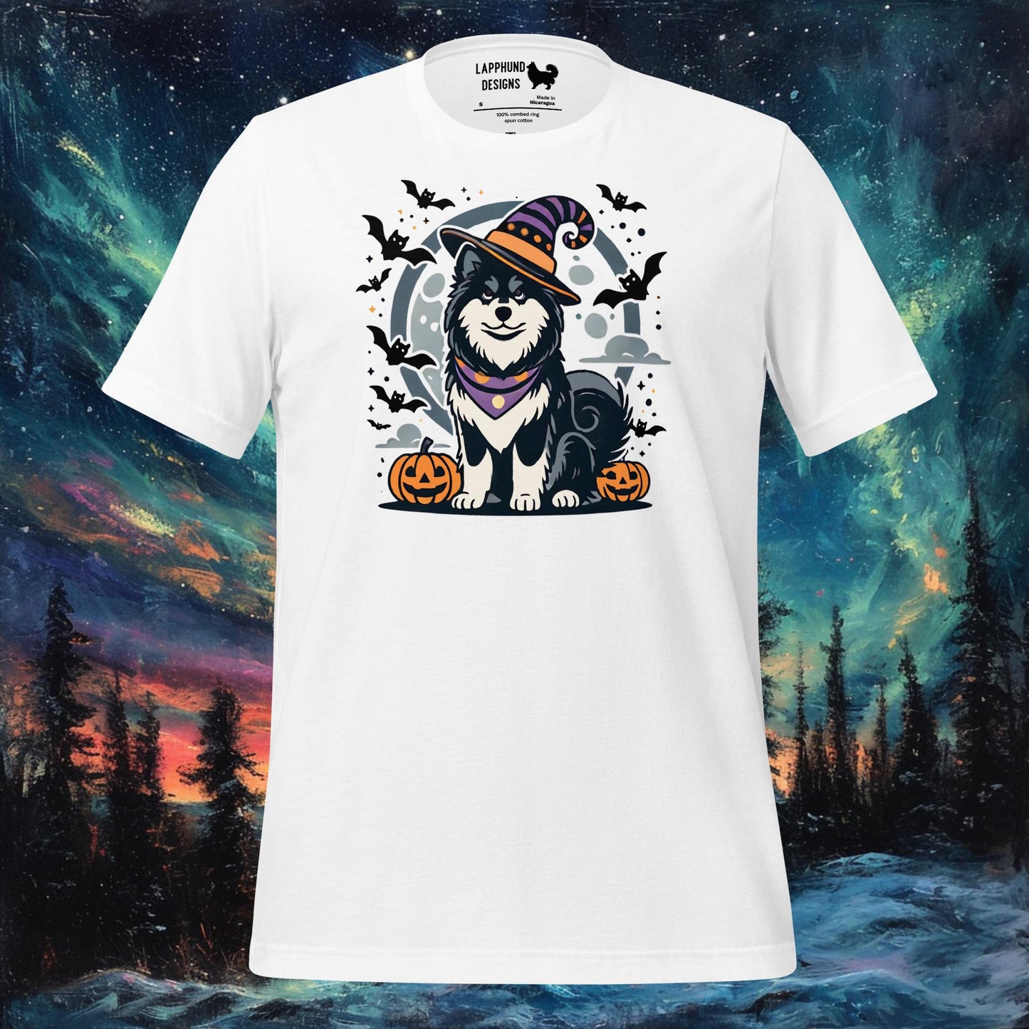 Witch Lapphund T-Shirt – Finnish Lapphund Halloween Witch Design