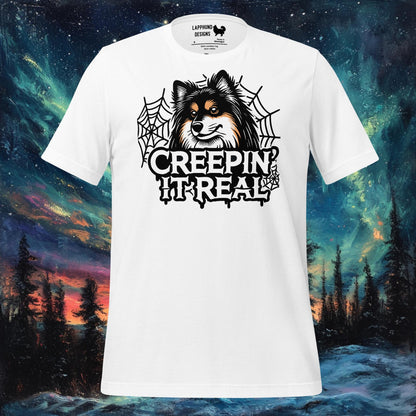 T-shirt Creepin' It Real – Motif toile d'araignée d'Halloween pour chien finlandais de Laponie