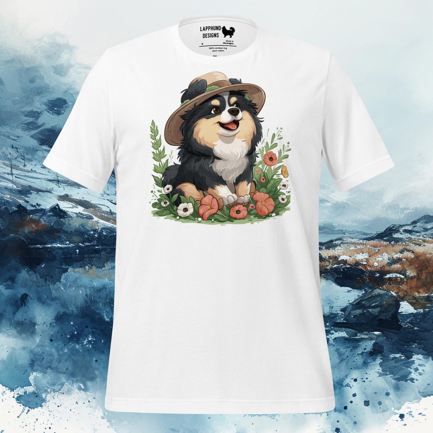 Finnish Lapphund T-Shirt – Floral Explorer Design for Nature Lovers