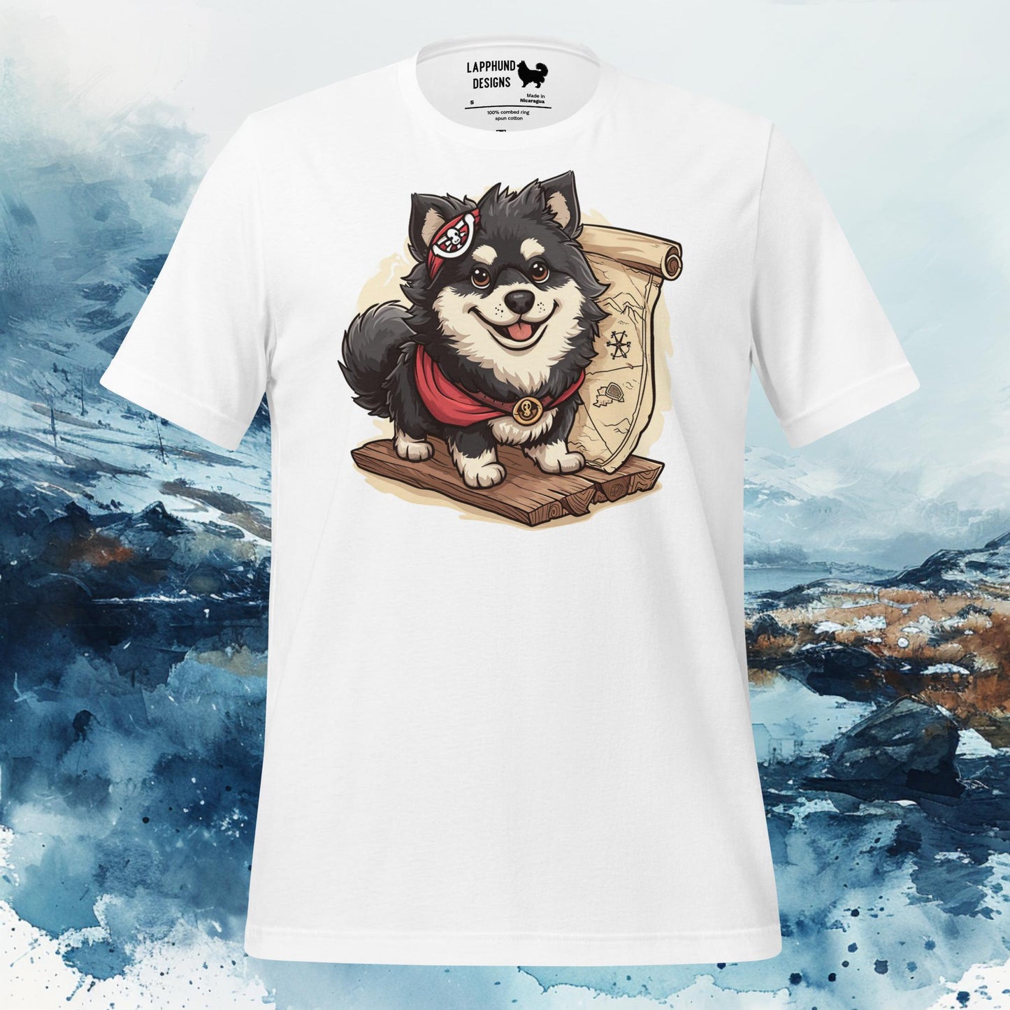 Finnish Lapphund T-Shirt – Adventurous Map Explorer Design for Nature Seekers