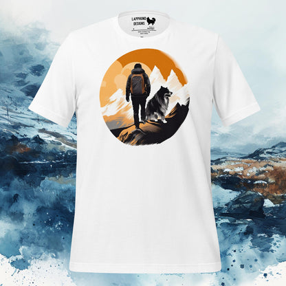 Finnish Lapphund T-Shirt – Mountain Hike Adventure for Outdoor Enthusiasts