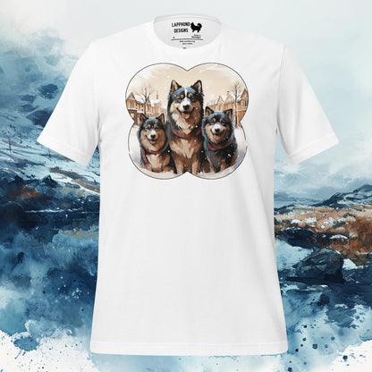 Finnish Lapphund T-Shirt – Trio of Lappies in Winter Scene