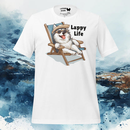 Finnish Lapphund T-Shirt – 'Lappy Life' Relaxed Beach Chair Design