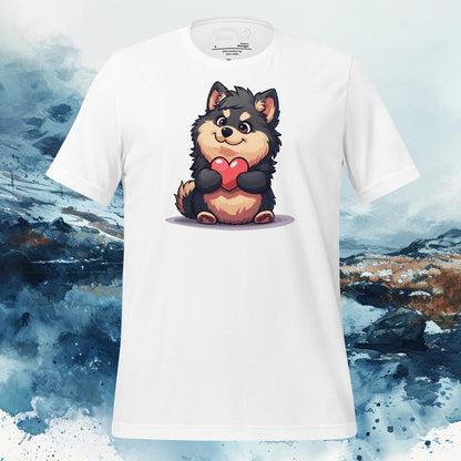 Finnish Lapphund T-Shirt – Adorable Lappie Hugging Heart Art