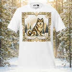 Finnish Lapphund Art Deco Wilderness Sunburst Illustration T-Shirt | Lapphund Designs