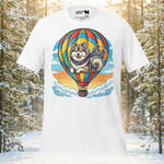 Finnish Lapphund Hot Air Balloon Sky Adventure Illustration T-Shirt | Lapphund Designs