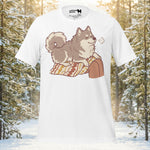 Finnish Lapphund Cozy Lap Cuddle Relaxed Companion Illustration T-Shirt | Lapphund Designs