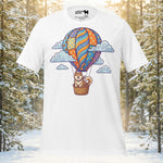 Finnish Lapphund Floating Hot Air Balloon Cloud Journey Illustration T-Shirt | Lapphund Designs