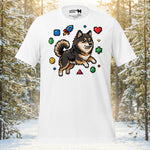 Finnish Lapphund Pixel Jump Game Icon Action Illustration T-Shirt | Lapphund Designs