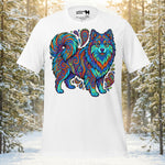 Finnish Lapphund Psychedelic Swirl Color Flow Illustration T-Shirt | Lapphund Designs