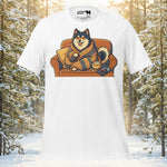 Finnish Lapphund Cozy Couch Lounging Homebody Illustration T-Shirt | Lapphund Designs