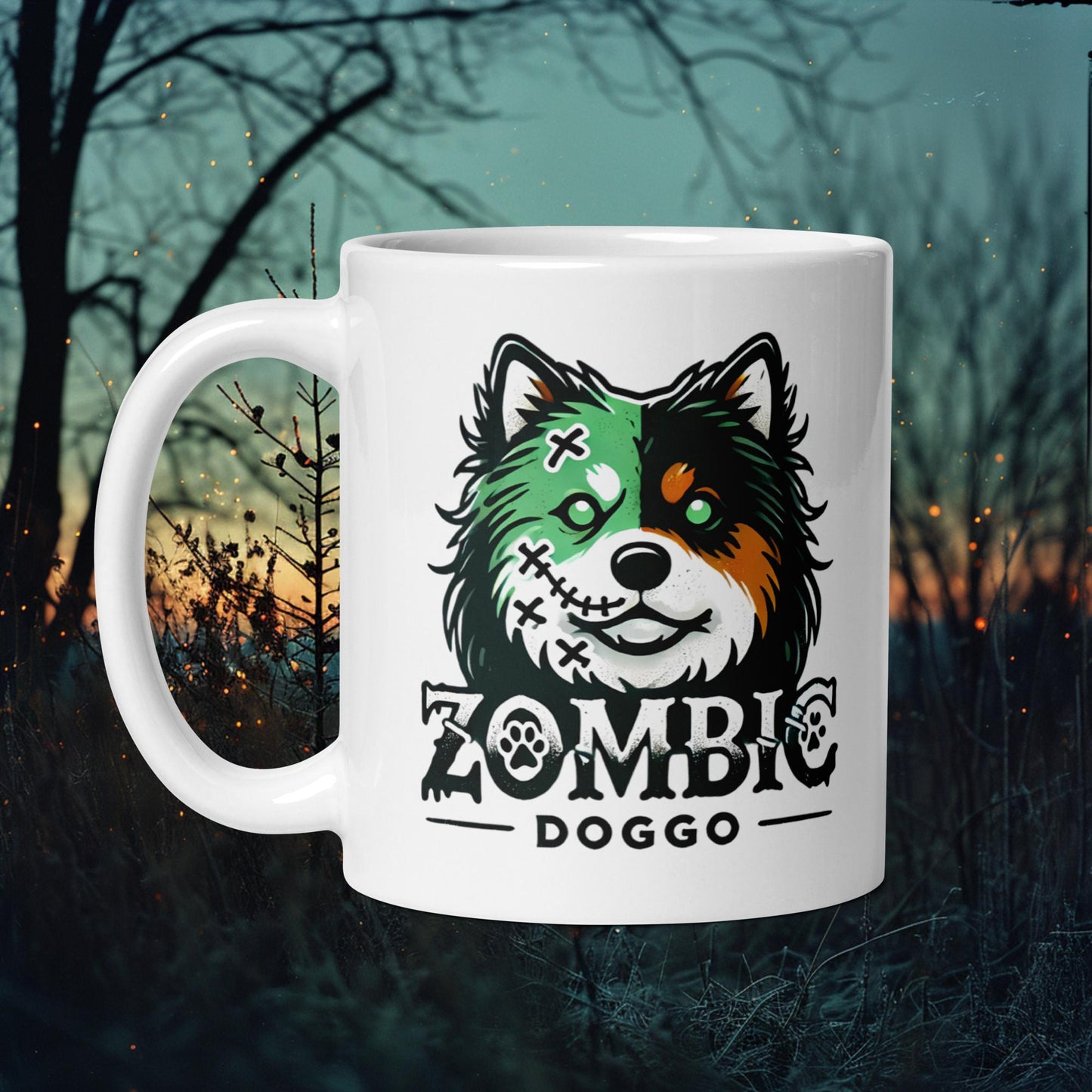 Zombie Doggo Mug – Finnish Lapphund with Spooky Zombie Design