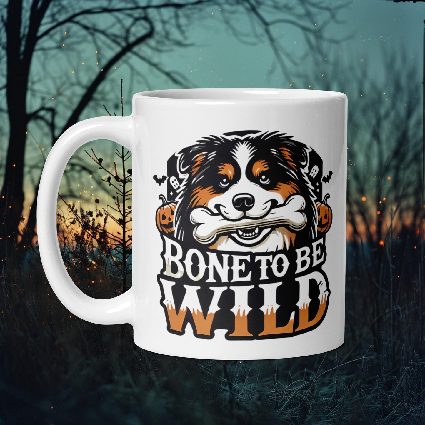 Bone to Be Wild Mug – Finnish Lapphund with Halloween Bone Design