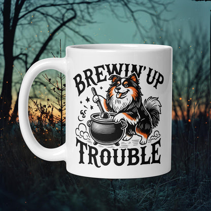 Brewin' Up Trouble Mug – Halloween Finnish Lapphund Witch Cauldron Design