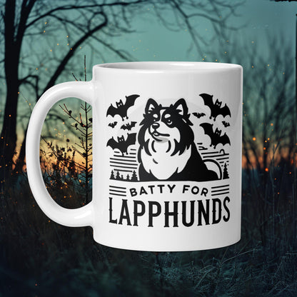 Batty for Lapphunds Mug – Finnish Lapphund Bat Halloween Design