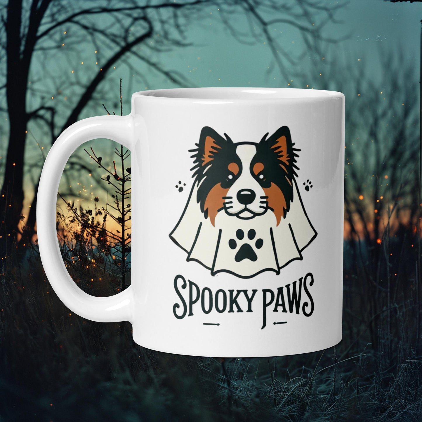 Spooky Paws Mug – Finnish Lapphund Halloween Ghost Design