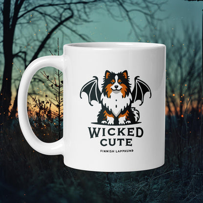 Wicked Cute Mug – Finnish Lapphund Halloween Bat Wings Design