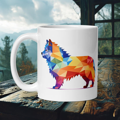 Stylized Lapphund Mug – Nordic Geometric Profile Art in Striking Hues