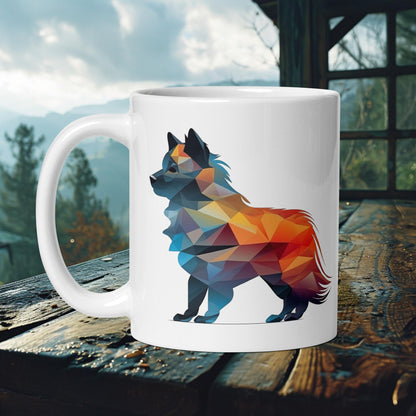 Geometric Lapphund Mug – Vibrant Abstract Art for Dog Lovers