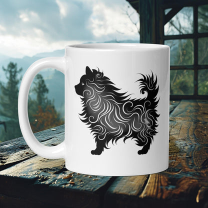 Finnish Lapphund Mug – Abstract Swirl Art in Black & White