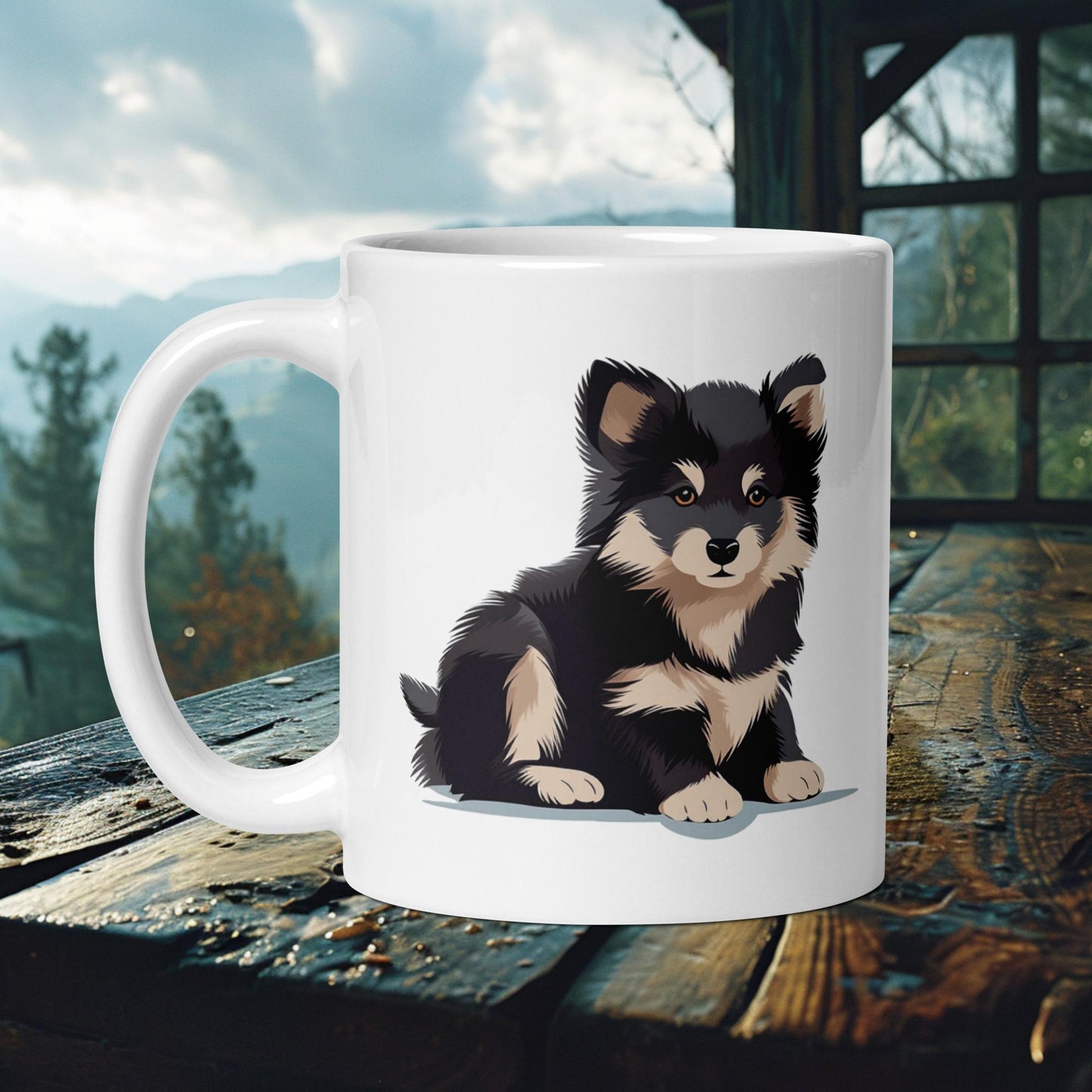 Finnish Lapphund Mug – Cute Lappie Puppy in Hand-Drawn Style