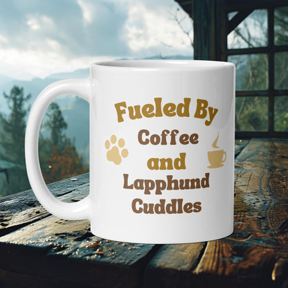 Finnish Lapphund Mug – 'Fueled By Coffee and Lapphund Cuddles