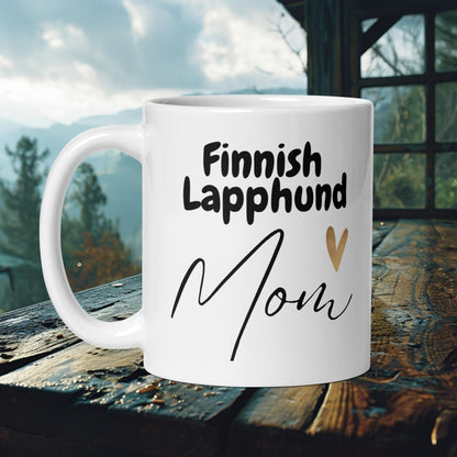 Finnish Lapphund Mug – Heartfelt 'Finnish Lapphund Mom' with Gold Accent