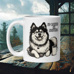 Finnish Lapphund Mug with a Lappie and "I’d Rather Be Napping" sign—ideal for Nordic dog lovers and naptime enthusiasts.  

