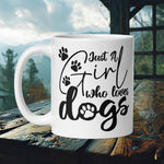 Finnish Lapphund Mug with "I’m Just a Girl Who Loves Dogs" text and paw prints—ideal for pet lovers and dog-loving girls.  

