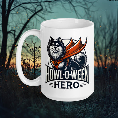 Howl-O-Ween Hero Mug – Finnish Lapphund in Hero Costume Design