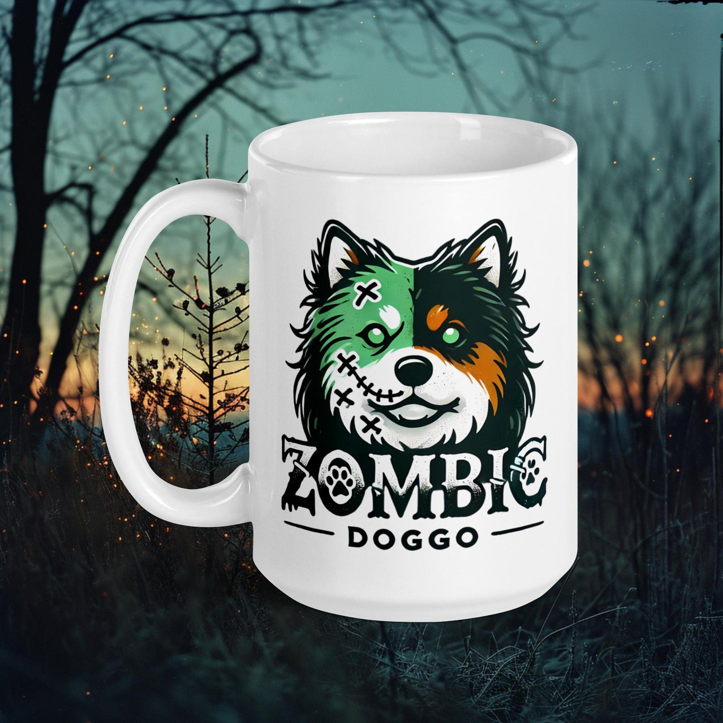 Zombie Doggo Mug – Finnish Lapphund with Spooky Zombie Design