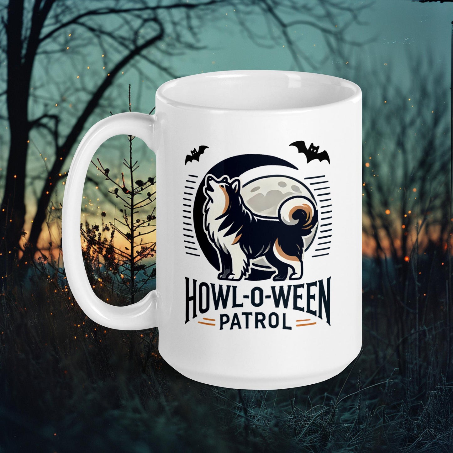 Howl-O-Ween Patrol Mug – Finnish Lapphund in Night Patrol Design