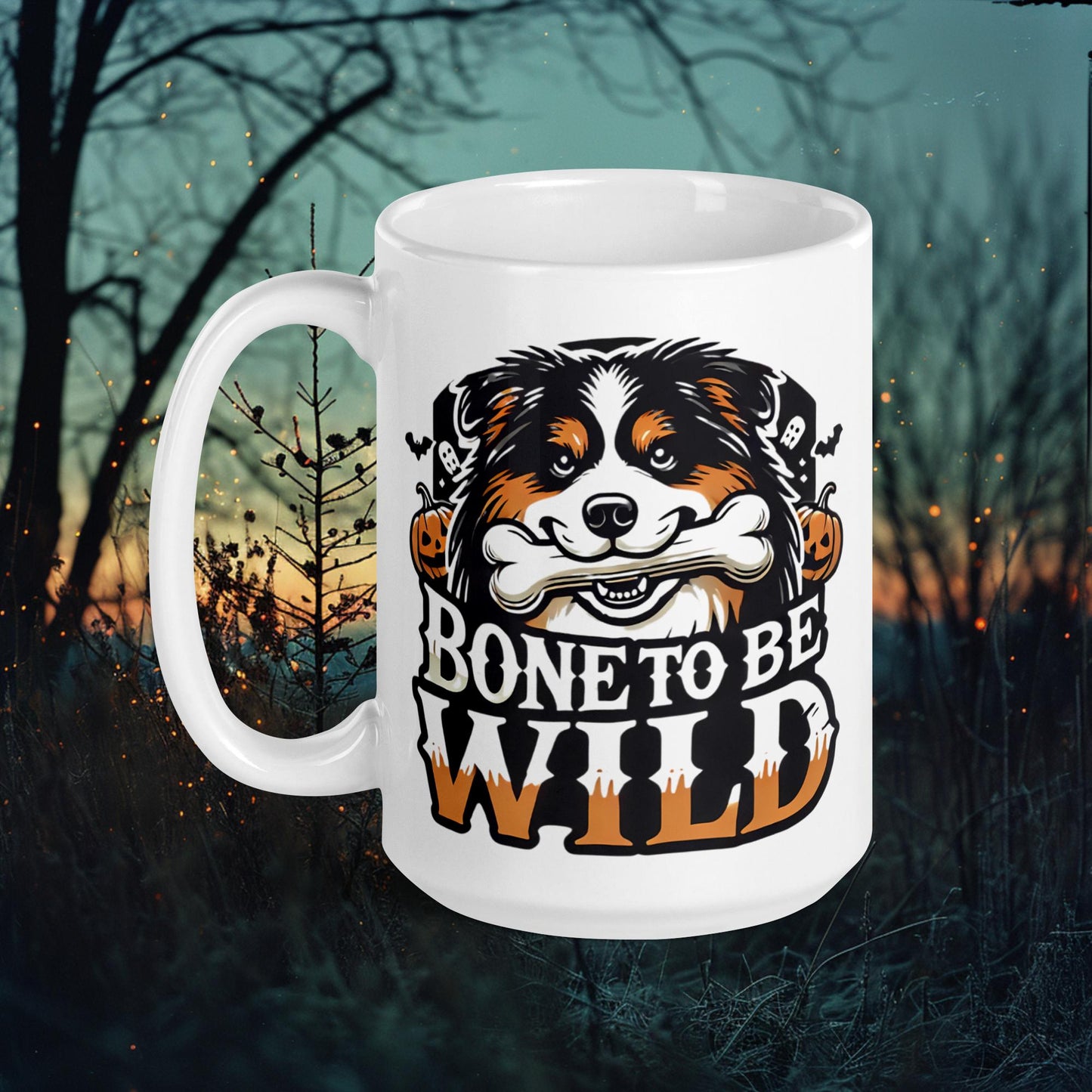 Bone to Be Wild Mug – Finnish Lapphund with Halloween Bone Design