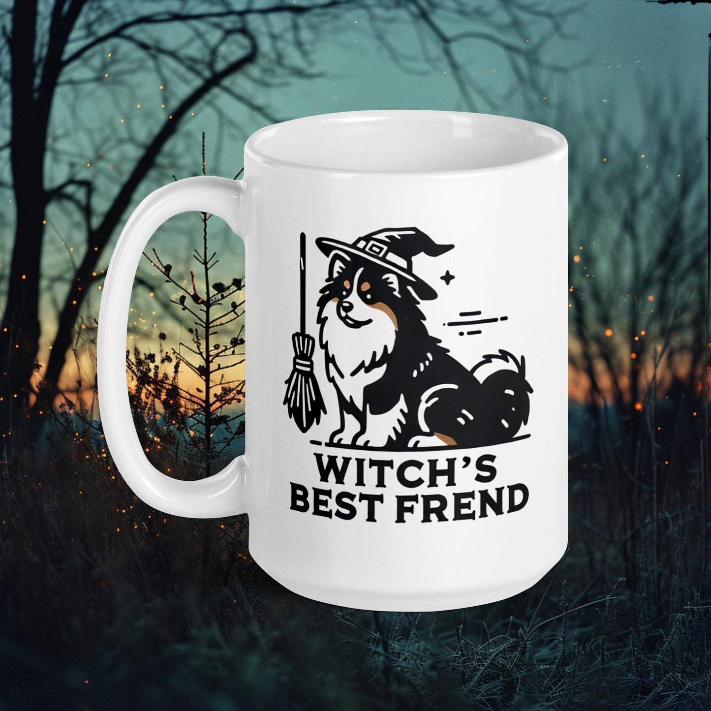 Witch's Best Friend Mug – Finnish Lapphund with Witchy Halloween Design