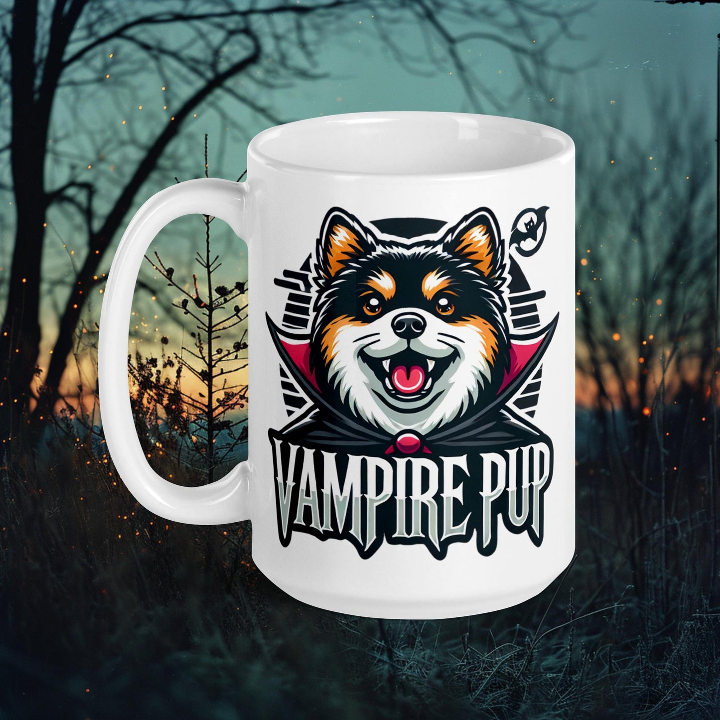 Vampire Pup Mug – Finnish Lapphund Halloween Vampire Design