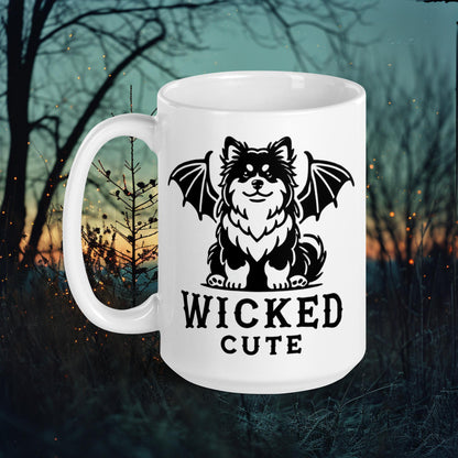 Wicked Cute Mug – Finnish Lapphund with Bat Wings Halloween Design