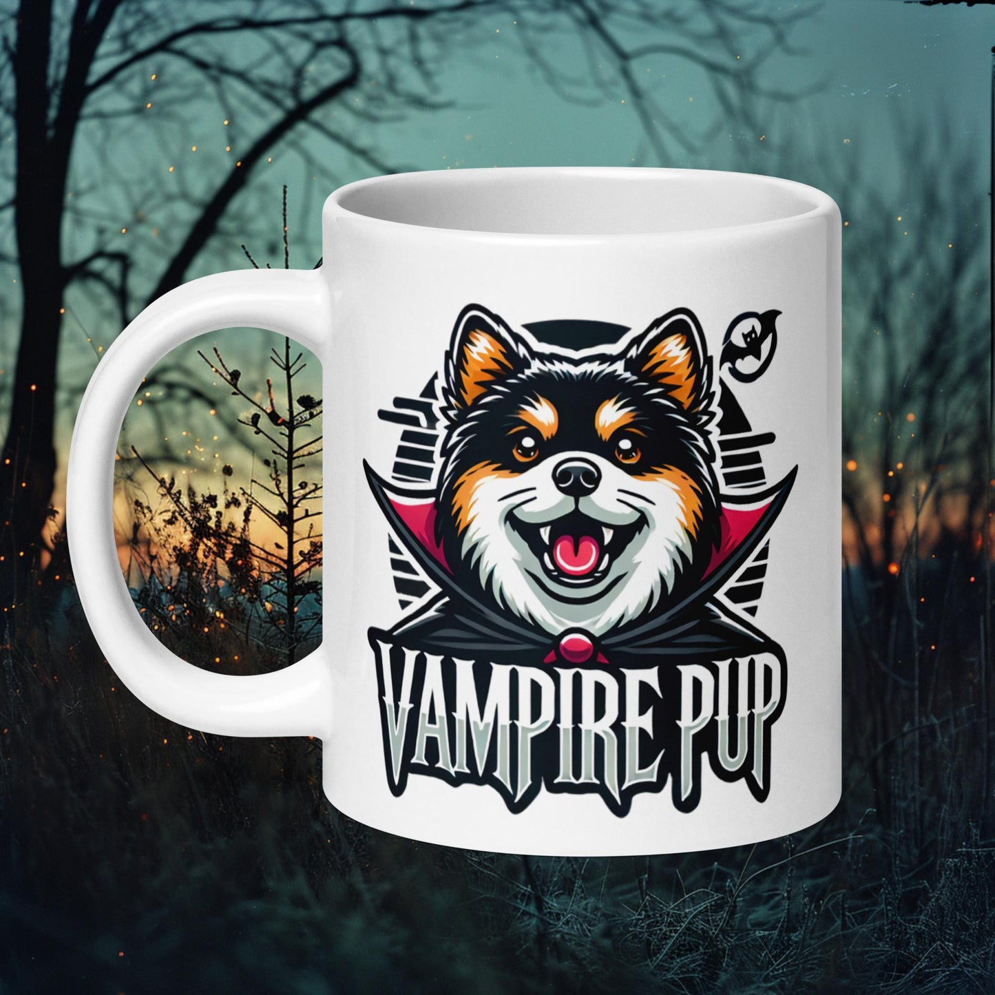 Vampire Pup Mug – Finnish Lapphund Halloween Vampire Design