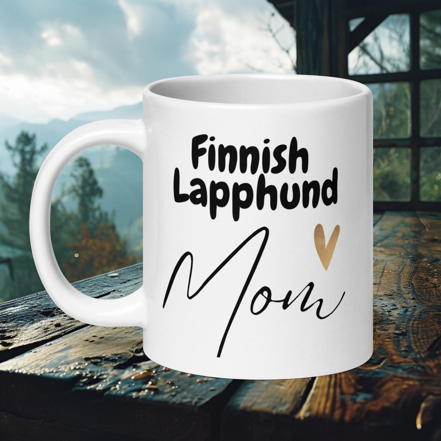 Finnish Lapphund Mug – Heartfelt 'Finnish Lapphund Mom' with Gold Accent